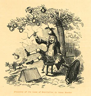 Newton Prints: Discovery of the Laws of Gravitation by Isaac Newton, 1897. Creator: John Leech