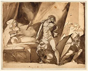 Fuessli Heinrich Prints: The Discovery (recto), Two Sketches of Standing Male Figures (verso)
