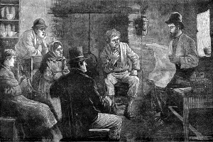 Knitting Prints: Discussing the new Irish Land Act, 1881. Creator: Unknown