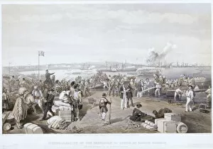 Battery Collection: Disembarkation of the Expedition to Kertch at Kamish Bournou, 1855. Artist: E Walker