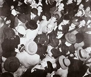 Immigrant Gallery: Disembarked passengers from the liner Conte di Savoia, New York, USA, September 1939