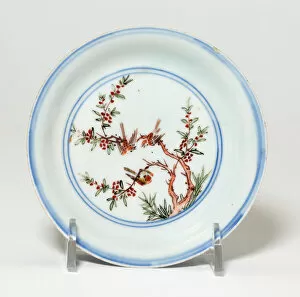Underglaze Blue Gallery: Dish with Birds on Flower Branches, Ming dynasty (1368-1644)