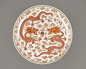 Overglaze Prints: Dish with dragon, 1874-1908. Creator: Unknown