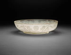 Glass Works Collection: Dish with Dragons, Qing dynasty (1644-1911), Yongzheng reign mark and period (1722-1735)