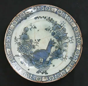 Images Dated 8th April 2021: Dish with Fox and Vegetation, Iran, 18th-19th century. Creator: Unknown