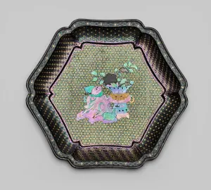 Inlaying Prints: Dish with Images of Ancient Bronzes, Qing dynasty (1644-1911). Creator: Unknown