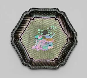 Inlaid Collection: Dish with Images of Ancient Bronzes, Qing dynasty (1644-1911). Creator: Unknown
