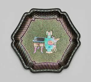 Inlaying Gallery: Dish Inlaid with Images of Ancient Bronzes, Qing dynasty (1644-1911). Creator: Unknown