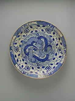 Intertwined Prints: Dish with Two Intertwined Dragons, Iran, ca. 1640. Creator: Unknown