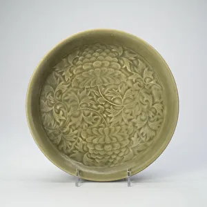 Peony Prints: Dish with Peony Scroll, Jin dynasty, (1115-1234), early 12th century. Creator: Unknown