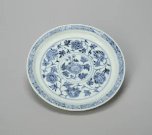Dish with Peony Scrolls and Chrysanthemum Spray, and..., Ming dynasty Dish with Peony Scrolls and Chrysanthemum Spray, and..., Ming dynasty
