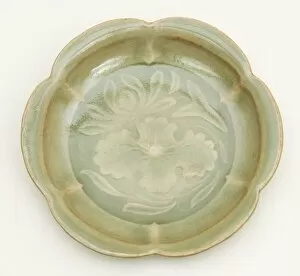 Yaozhou Ware Gallery: Dish with Petal-Lobed Rim, Lotus, and Waterweeds, Northern Song dynasty