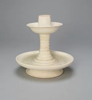 7th Century Gallery: Dish-Shaped Candlestand with Long, Ribbed Neck, Sui (581-618) or Tang dynasty