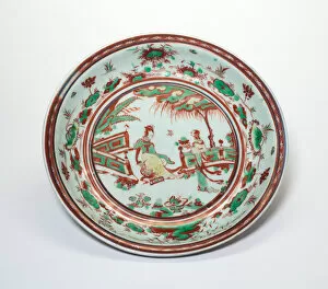 Dish with Two Women in a Garden, Ming dynasty (1368-1644). Creator: Unknown