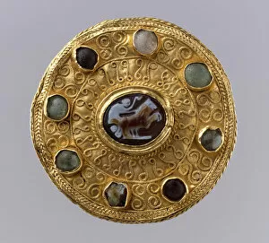 Lombardic Collection: Disk Brooch with Cameo, Langobardic (mount); Roman (cameo), ca