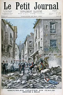 Disorder Prints: Serious disorders and rioting in Milan, Italy, 1898. Artist: Henri Meyer