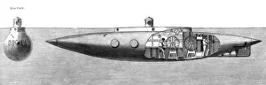 Invention Prints: The Displacement Sinking and Rising Submarine Boat Nautilus, 1887
