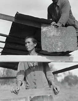Recycling Prints: Dispossessed Arkansas farmers, Bakersfield, California, 1935. Creator: Dorothea Lange