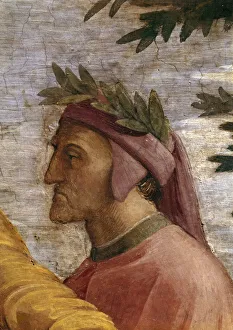 Disputa. Detail: Dante Alighieri (Fresco in Stanza della Segnatura), ca 1510-1511