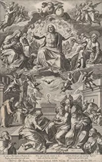 Argument Gallery: The Dispute of the Church Fathers over the Holy Sacrament, 1575. Creator: Cornelis Cort