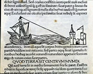 Julius Gallery: Distance measurement, engraving from Astronomicon, published in Venice in 1485