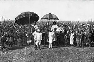 Transitioning Prints: Distant Fronts, In Cameroon; Two sultans and their retinue bid farewell to Colonel Brisset