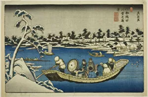 Distant View of Snow on the Sumida River in Edo, Japan, c. 1840/44. Creator: Ikeda Eisen