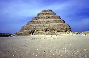 Distant view of the Step Pyramid of King Djoser (Zozer), Saqqara, Egypt, 3rd Dynasty Distant view of the Step Pyramid of King Djoser (Zozer), Saqqara, Egypt, 3rd Dynasty