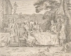 Gilot Claude Prints: Distinguished Meal, ca. 1725-1765. Creator: Caylus, Anne-Claude-Philippe de