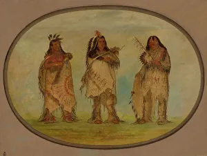 Tomahawk Prints: Three Distinguished Warriors of the Sioux Tribe, 1861. Creator: George Catlin