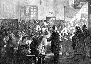 Beggar Prints: The Distress in Paris: giving soup to the poor at the charity kitchen