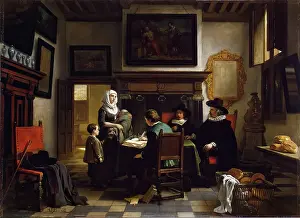 Genre Scene Prints: Distribution of Charity in the Alms-House, 1857. Creator: Hubertus van Hove