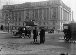 District of Columbia; Traffic. Stop And Go Signs, 1913. Creator: Harris & Ewing. District of Columbia; Traffic. Stop And Go Signs, 1913. Creator: Harris & Ewing