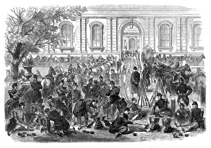 Camping Prints: The Disturbances in Paris: bivouac of troops in the gardens and courtyard of the Luxembourg