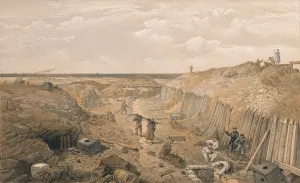 William Simpson Prints: Ditch of the Bastion Du Mat, 1856. Artist: Edmund Walker