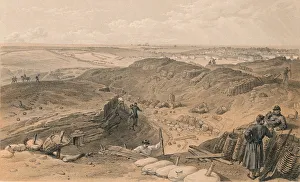 William Simpson Prints: Ditch of the Malakoff, Battery Gervais, and Rear of Redan, 1856. Artist: Thomas Picken