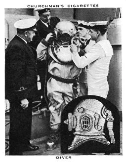 Diving Helmet Gallery: Diver, 1937.Artist: WA & AC Churchman