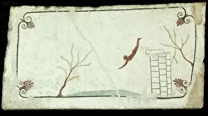 Fresco Collection: The Diver. Tomb of the Diver (Tomba del Tuffatore), ca 470 BC. Creator: Classical Antiquities