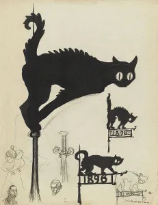 Steinlen Prints: Divers projets d'enseignes surmontées de chats noirs