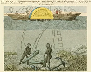 Sea Bed Prints: Divers salvaging guns from the seabed, c1855