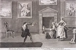 Panelling Prints: The diversion of battledore and shittlecock, c1745