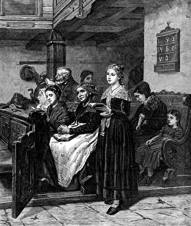 Hymn Prints: Divine Service, by H. Ochmichen, 1871. Creator: Robert Loudan