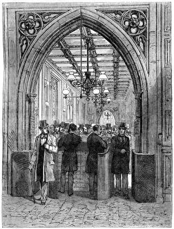 Cassells Illustrated History Of England Collection: Division barrier and lobby, House of Commons, Westminster, London, 19th century