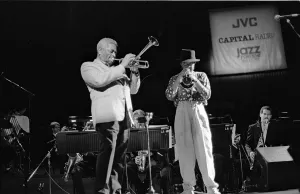 Dizzy Gillespie and Chuck Mangione, Royal Festival Hall, London, 1988. Artist: Brian O Connor