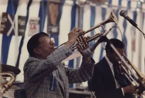 Marquee Prints: Doc Cheatham, Edinburgh Jazz Festival, 1986. Creator: Brian Foskett