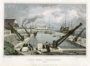 Images Dated 24th March 2010: Dock Yard, Sheerness, Kent, 1830. Artist: T Garner