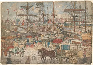 Dockside Prints: Docks, East Boston, 1900 / 1904. Creator: Maurice Brazil Prendergast