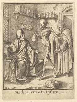 Danse Macabre Collection: Doctor, from the Dance of Death, 1651. Creator: Wenceslaus Hollar