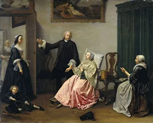 Taking Pulse Prints: Doctor's Visit, 1750-1760. Creator: Elisabeth Geertruida Wassenbergh