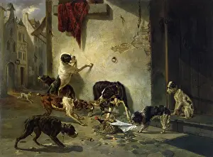 Jean Prints: Dog Carrying Dinner to its Master (Fable by La Fontaine), 1846. Creator: Joseph Stevens